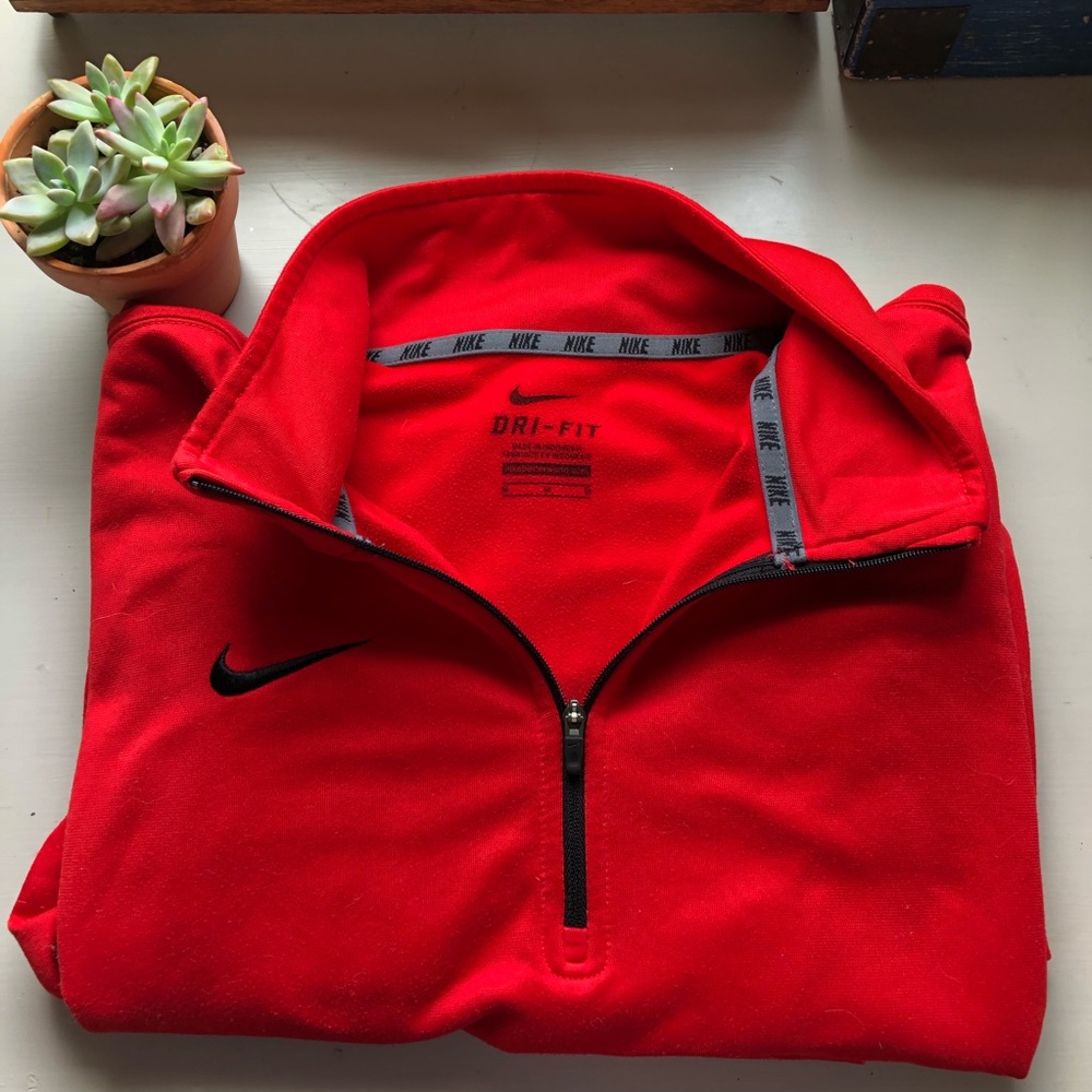 Nike dry fit red quarter zip